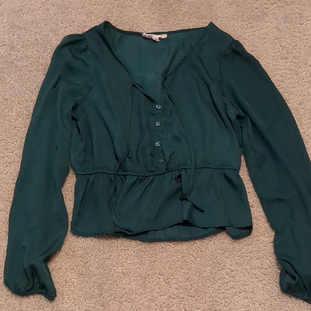 Pink Rose Elegant Green Blouse
